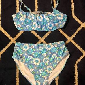Floral Blue Two-Piece Swimsuit